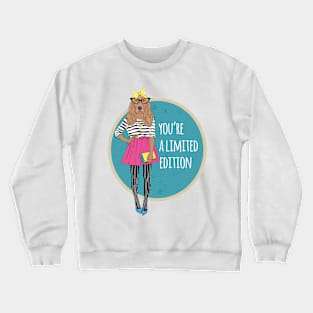 Female Irish Setter Wearing Pink Skirt Crewneck Sweatshirt